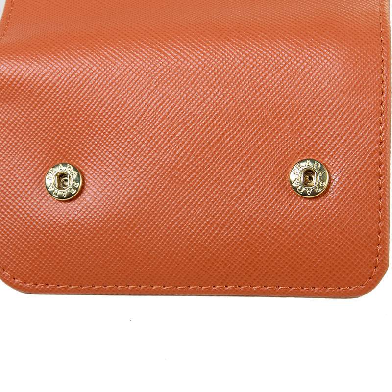 Knockoff Prada Real Leather Wallet 1139 orange - Click Image to Close